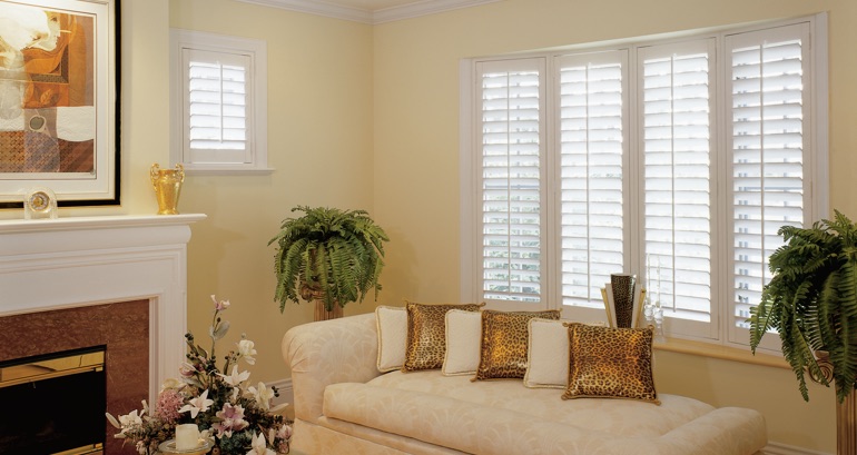 Southern California living room shutters